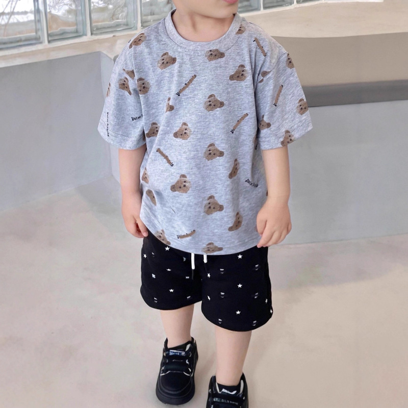 Palm Angel Kidsren's T-Shirt Ins Trend Brand Kidsren's Clothing Summer Boys Loose Tops Girls Bear Pure Cotton Short Sleeves Palm Angel Kidsren's T-Shirt Ins Trend Brand Kidsren's Clothing Summer Boys Loose Tops Girls Bear Pure Cotton Short Sleeves