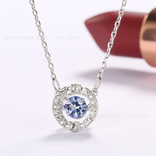 采用施华洛世奇灵动跳动的心项链女 天鹅元素水晶锁骨链厂家代发