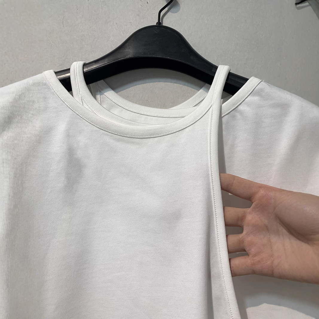 乾河の新しい夏スタイルの日本のレトロなストリートレイヤード半袖Tシャツ、ゆったり、スリム、快適でトレンディな女性用トップス