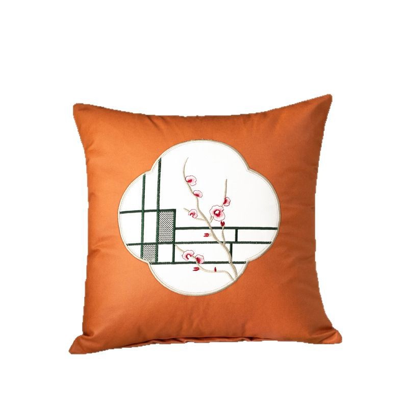 Technology cloth skin embroidery plum pillow pillow set home with decorative living room sofa waterproof cushion office chair waist pillow 5