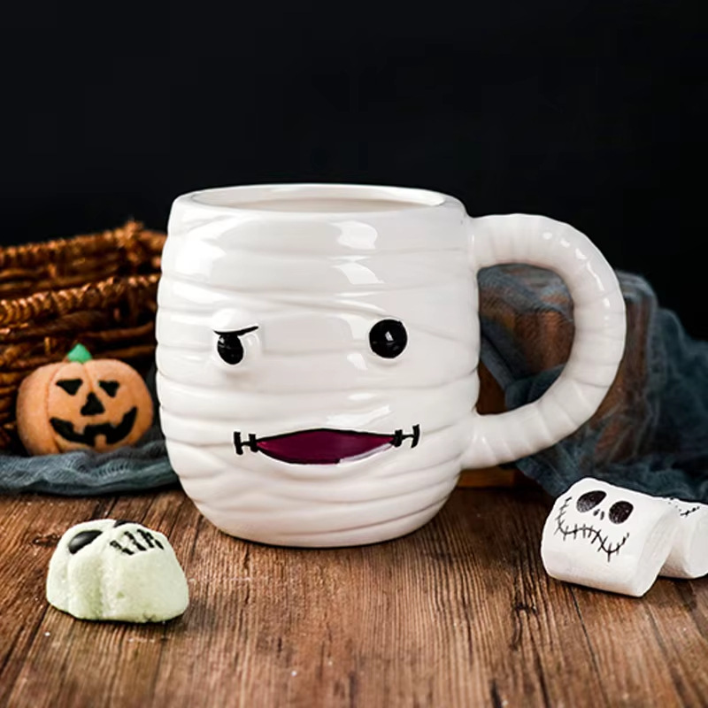 Taza de cerámica creativa de Halloween esqueleto / forma de momia extraña taza de cerámica Qin Sheng decoración de cubiertos diarios