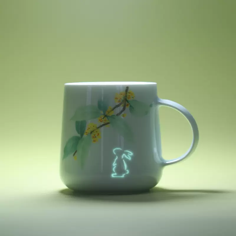 兔年礼物桂花景德镇玲珑瓷小清新马克杯高颜值生日动物水杯送女生
