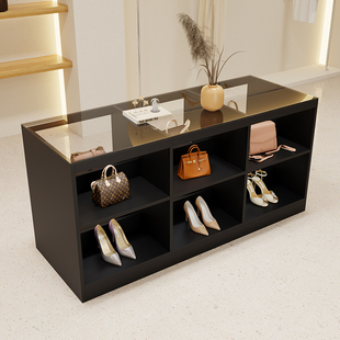 Clothing Store Glass Island Cabinet Flow Table Women's Decoration Display Display Table Shop Antique Style Storage Cabinet