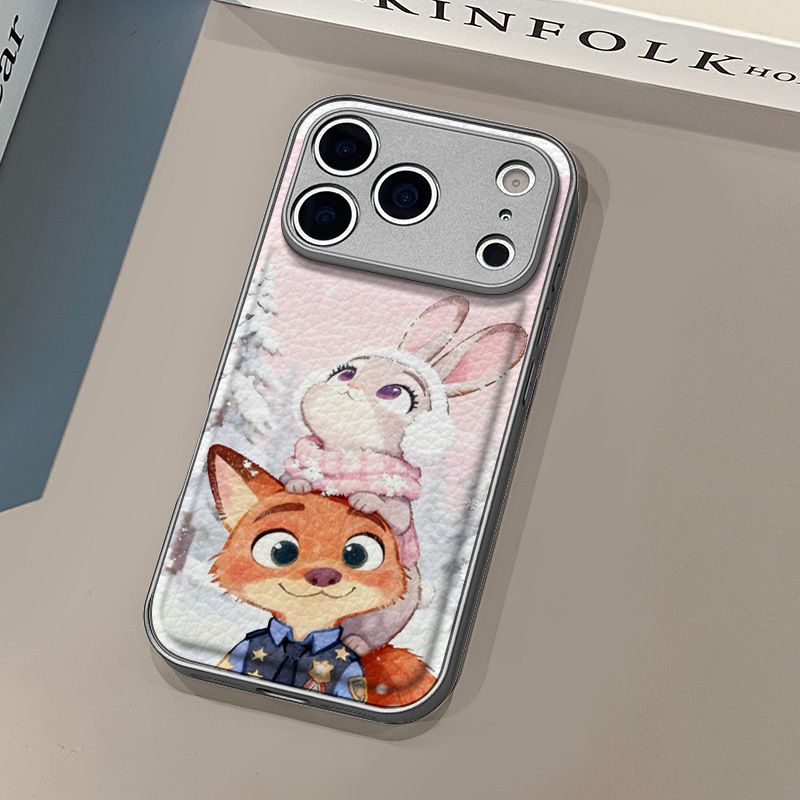 Fox Snowflake para Apple 17pro caso de teléfono iPhone 16pm estampado de cuero 15 personalidad 14plus anti-caída 1