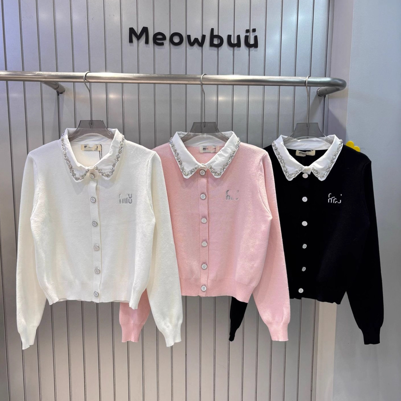 Mm Brand 26Ss Autumn and Winter New Style Cardigan with Elaborate Collar Design, Fashionable and Versatile, Stylish Chanel-Style Sweater Knit Top for Women