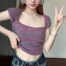 2024年短款辣妹衣服小众针织衫女毛衣设计感修身显瘦百搭上衣女装