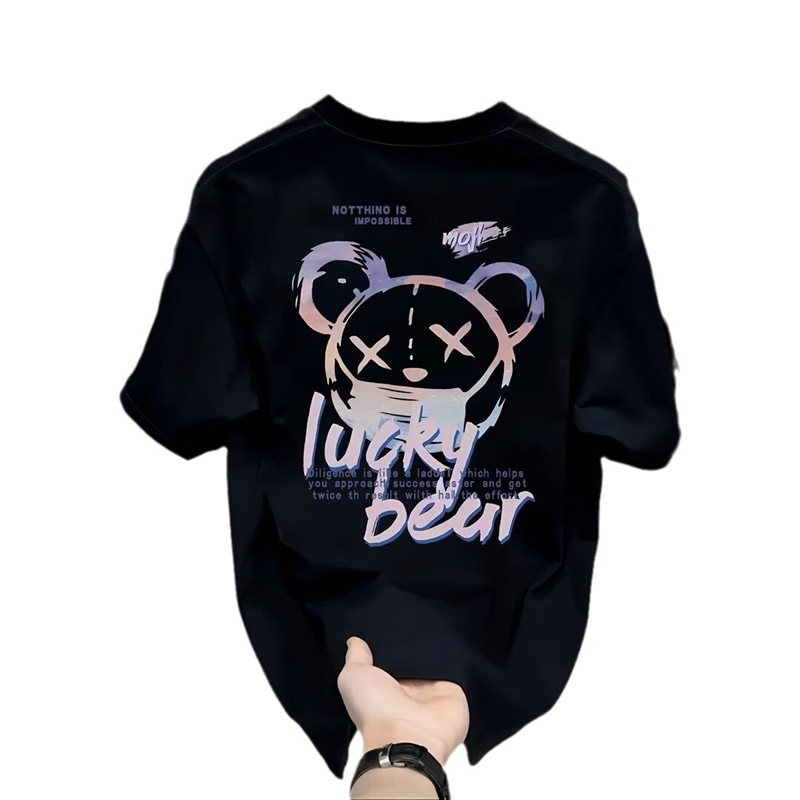 Men's Clothing Round Neck T Shirt Tops Summer New Popular Trend Loose Short Sleeve Youth Bottoming Casual Half Sleeve_voghion.com