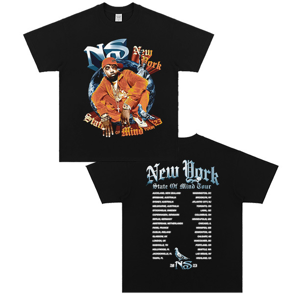Nasirnas East Coast Rap Nasty Nas Hip Hop Rap Street Suelta Impresión T-Shirt Tops de mangas cortas