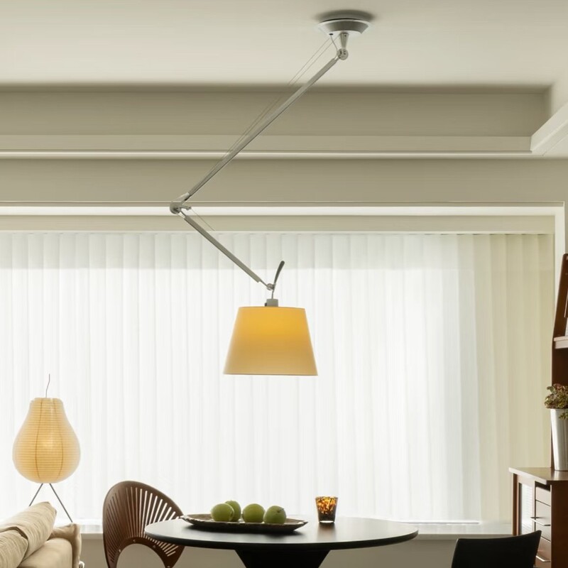 Vintage-Style Restaurant Bar Counter Parchment Paper Pendant Light, Replica Swing-Arm French-Style Bauhaus Study Reading Lamp, Ceiling Light