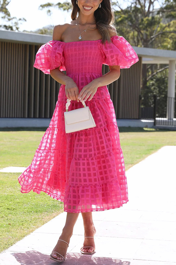 Mujeres Falda Farol Elegante Vacaciones Cuello Barco Manga Corta Color Sólido Vestido A Media Pierna Banquete A Diario Fiesta Del Té display picture 2