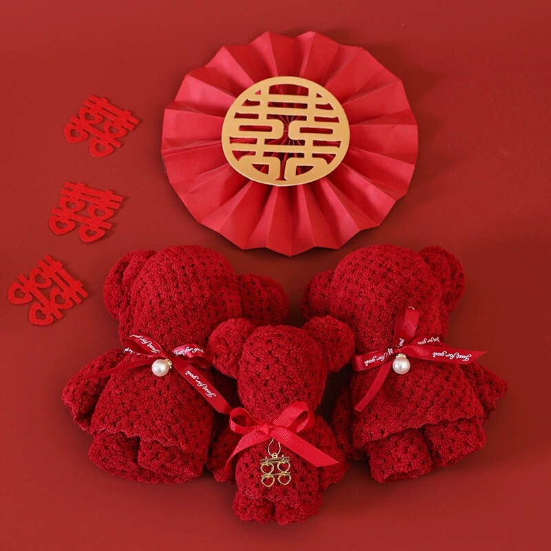 Wedding companion hand gift return big red Xi character hundred years good match happy marriage bamboo thickened towel custom LOGO Wedding companion hand gift return big red Xi character hundred years good match happy marriage bamboo thickened towel custom LOGO