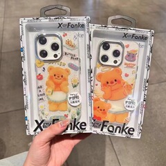 Apple 17、Huawei P80PRO、iPhone15対応、漫画風グリッター付き超薄型透明スマホケース、女の子向け保護カバー
