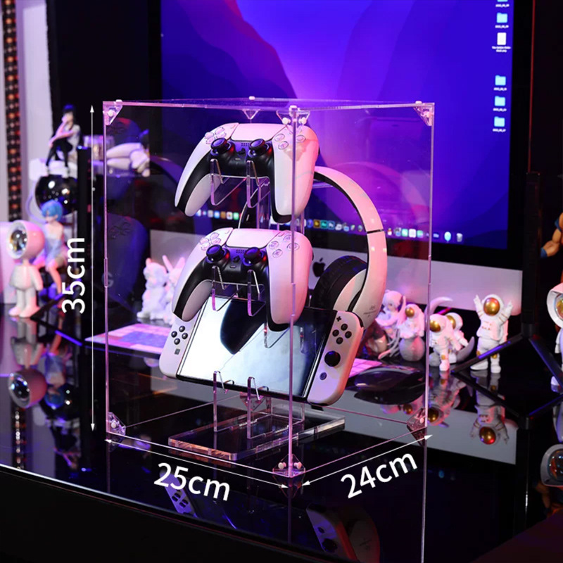 Transparente PS4 acrílico universal GamePad soporte de escritorio creativo de almacenamiento doble ASA soporte de exhibición