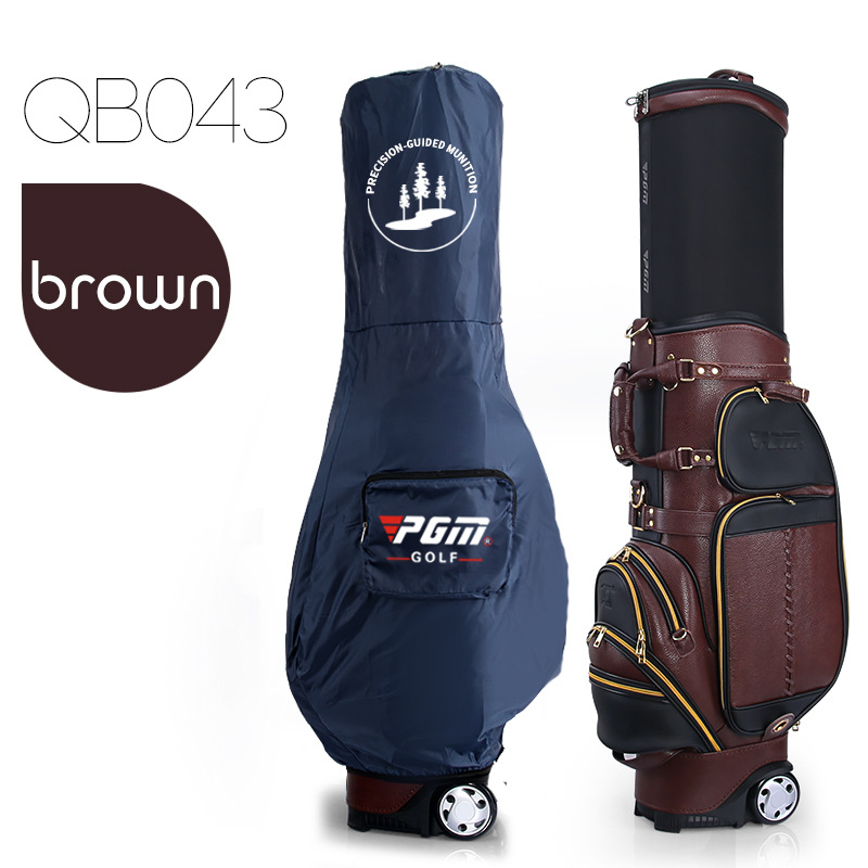 Túi golf PGM có thể thu gọn đa năng, mặt da, ký gửi hàng không tiện lợi — QB043 màu nâu đen, QB043 toàn màu đen