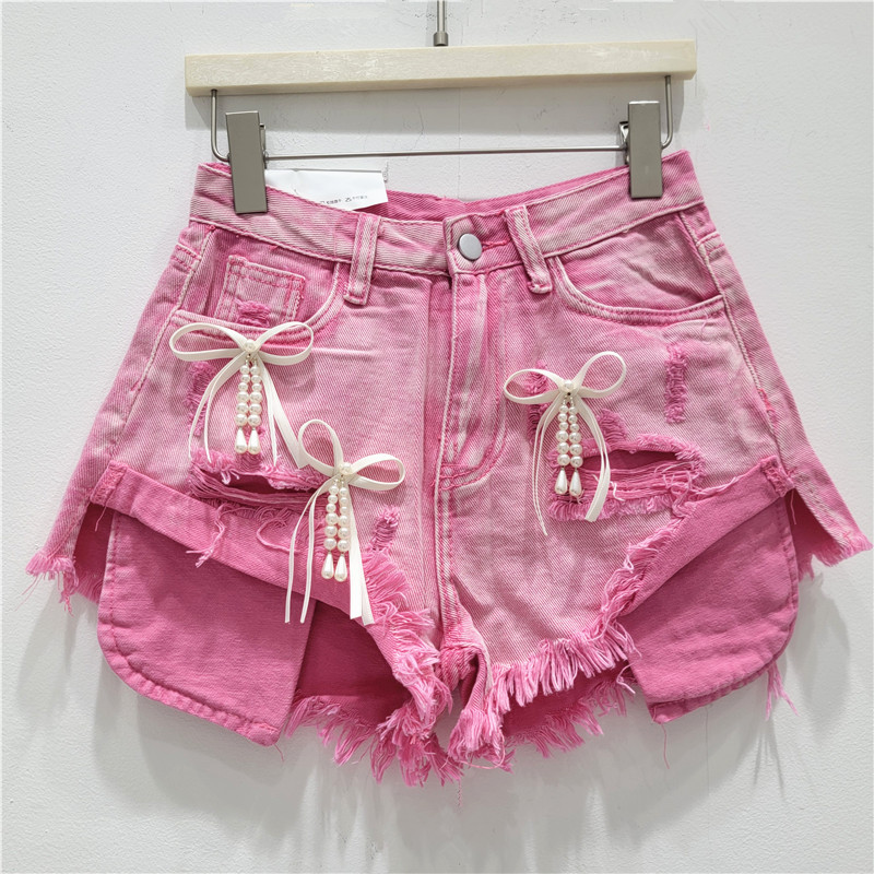 Pantalón Corto de Mezclilla de Talle Bajo con Detalle Desgastado para Verano