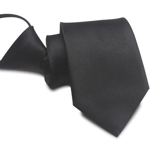 Men's pure black tie wholesale 8CM lazy zipper tie 7cm easy to pull without knotting business formal wear