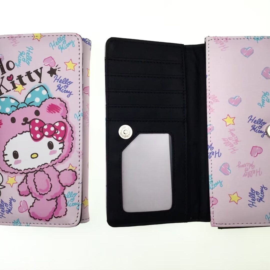 Cartera de dibujos animados lindo princesa KT gato cremallera gran capacidad estudiante chica monedero embrague titular la tarjeta