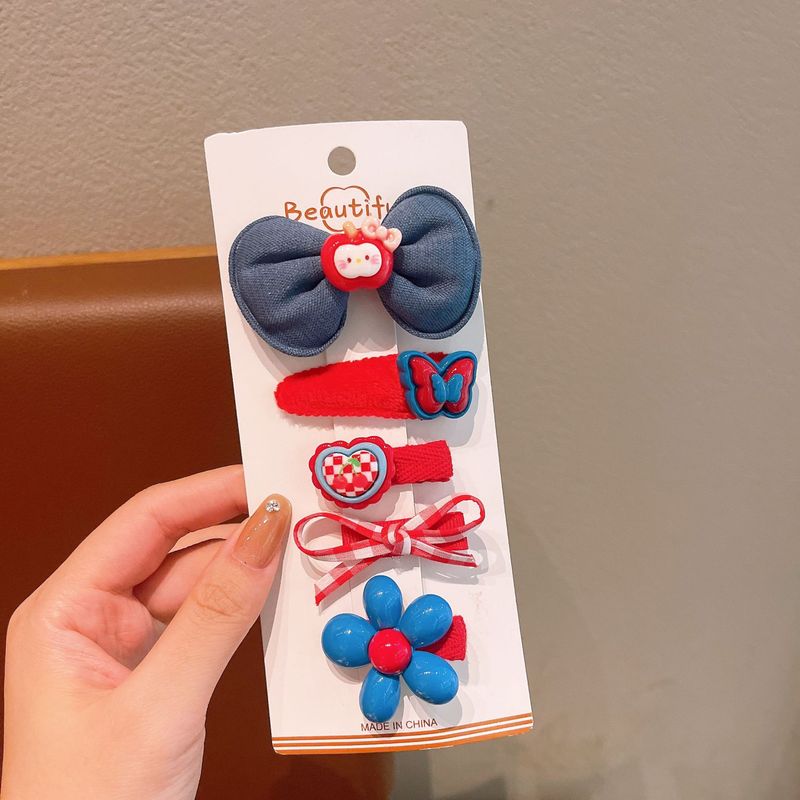 新款儿童红蓝撞色hellokitty猫咪发夹小女孩刘海发夹女童花朵发卡|undefined