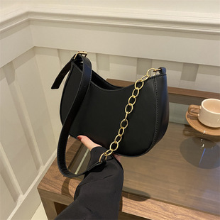 Vintage Women's Commuter Solid Color Underarm Bag Women's 2024 Spring New All-match Ins Elegant Shoulder Bag Korean Style
