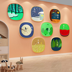 2F幼兒園二十四節氣環創主題牆面貼畫新年布置春節裝飾材料樓梯走