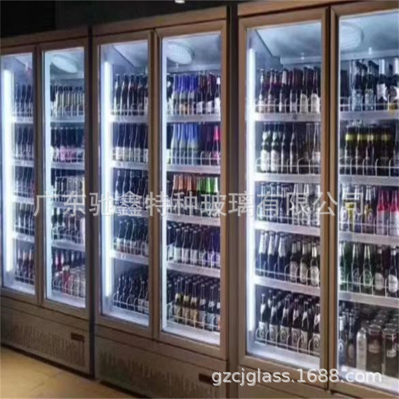 自动售卖机双钢中空除雾玻璃商场冷柜双开恒温除雾玻璃门厂家直售
