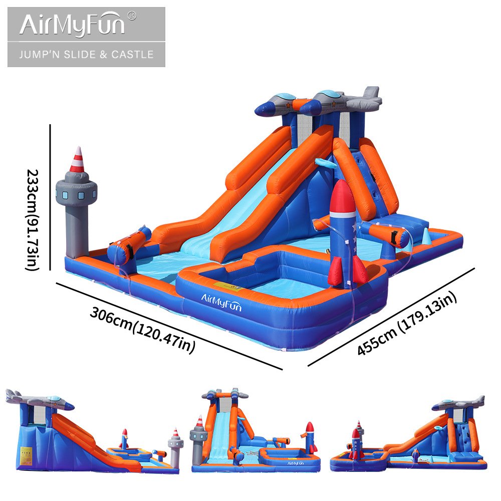 AMF | Castillo de chorro de agua para niños cama de salto inflable al aire libre pequeño parque de chorro de agua para el hogar para niños castillo inflable antideslizante