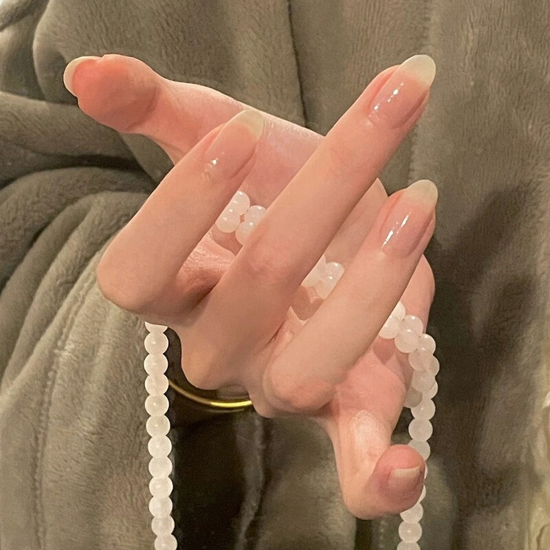 [Huafei Touching Face] Pure Desire Nude Gradient Handmade Wearable Nails 10 Pieces Finished Nail Art Pieces Wholesale