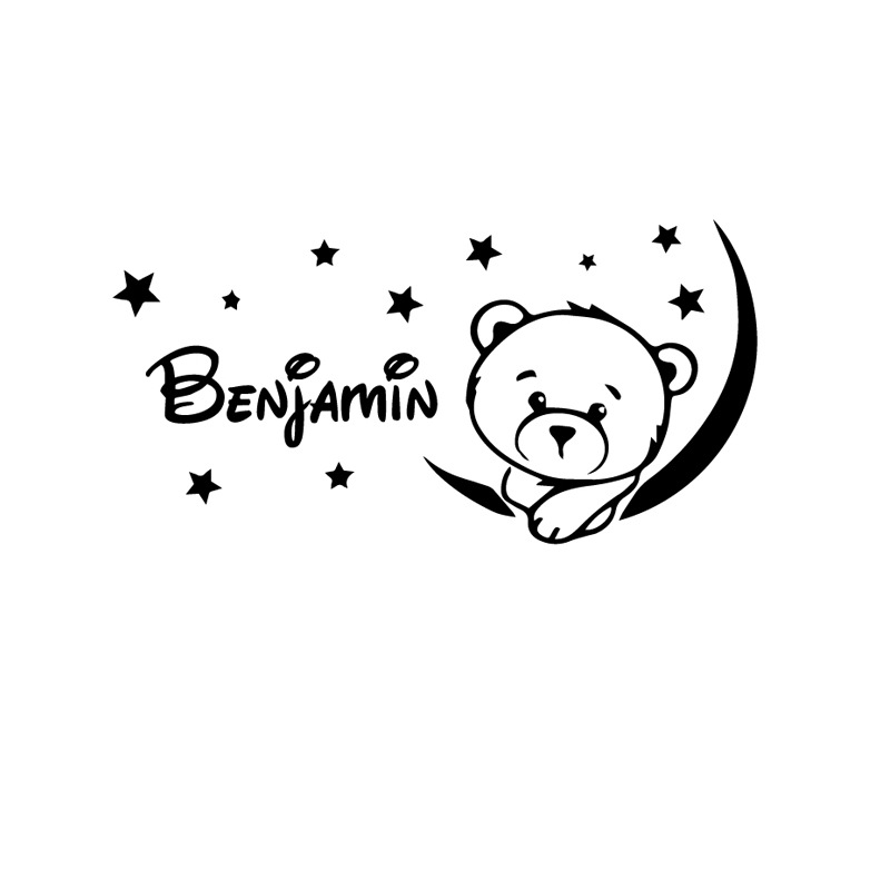 BENJAMIN星星star月亮小熊自定义名字decor跨境亚马逊ebayDW13682