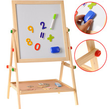 儿童木质早教双面二合一画架升降画板黑白板面双面合一磁性小黑板