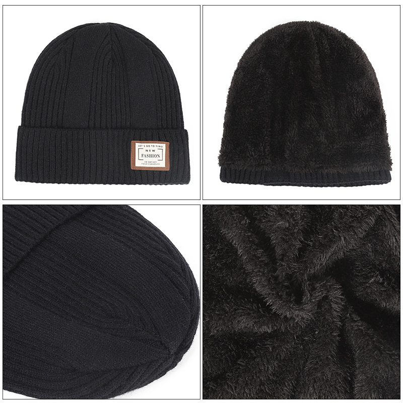 Chapeau d'extérieur extra épais pour homme, bonnet d'hiver en laine cachemire avec pull thermique en cachemire, bonnet en coton tricoté, chapeau résistant à l'hiver_voghion.com