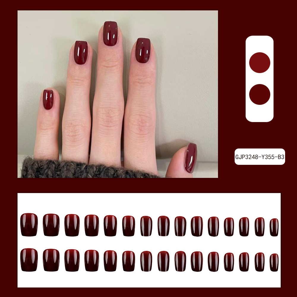 Comercio exterior de otoño y invierno escalera de uñas cortas piezas de uñas mostrando vino blanco rojo carril de uña 30 piezas de uñas falsas europeas al por mayor