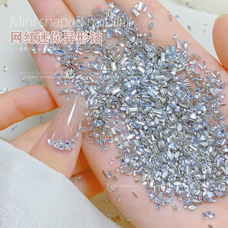 Super small size shaped flat drill mini nail drill white imitation table acrylic diy nail ornament k9 diamond ornament