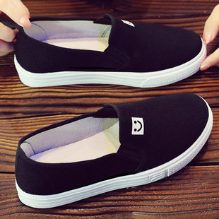 Popular Spring Canvas Shoes Women's Lazy Shoes Casual Shoes Flat Cloth Shoes White Shoes Women's Shoes Korean Thick Sole Loafers