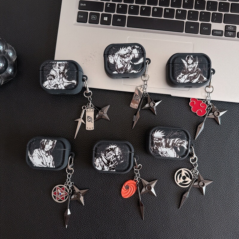 Ink Painting Style Naruto Suitable for Airpods4 Plush Gray Earphone Cover 2Nd Generation Apple AirPods Pro3 Protective Cover