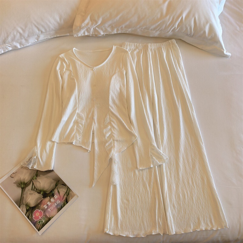 Pajamas with Breast Pads for Women, Spring, Autumn and Winter Long-Sleeved Pants Suits, New Simple Casual Pure Cotton Home Clothes That Can Be Worn Outside Pajamas with Breast Pads for Women, Spring, Autumn and Winter Long-Sleeved Pants Suits, New Simple Casual Pure Cotton Home Clothes That Can Be Worn Outside