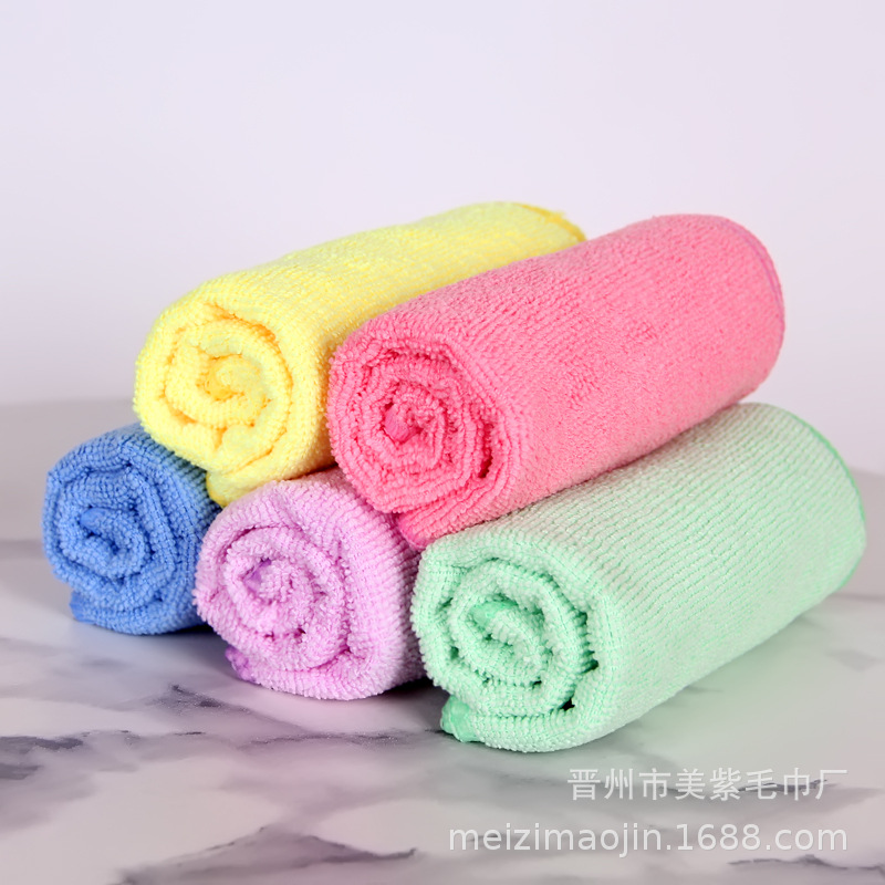 Microfiber Five-Color Cleaning Towel, Housekeeping Cleaning Small Square Towel, Water-Absorbent Decontamination Cleaning Rag, Scouring Pad Wholesale