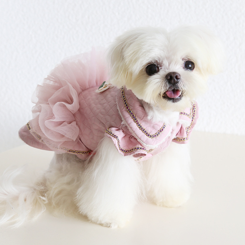 Petstyle 复古压纹蓬蓬裙 2025秋冬新款 狗狗猫咪服装宠物狗衣服|undefined