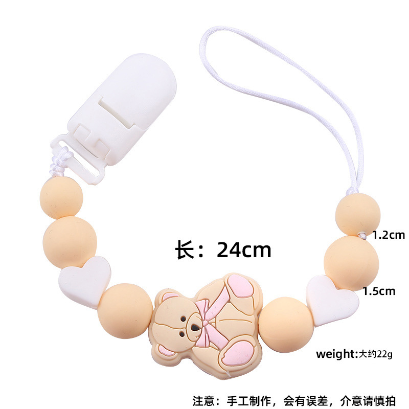Nuevos animales de dibujos animados osos tetas de goma de silicona para bebés dientes molares juguetes de goma de silicona cadena de tetas