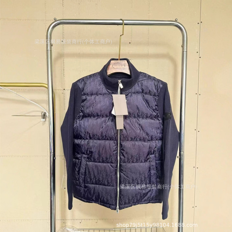 外贸火爆D家高品质印花满印针织立 领羽绒服百搭休闲保暖情侣外套|undefined