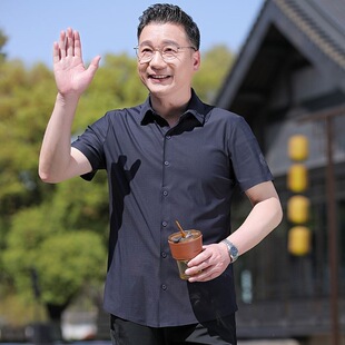 Summer high-end shirt, silk trousers, for middle-aged man