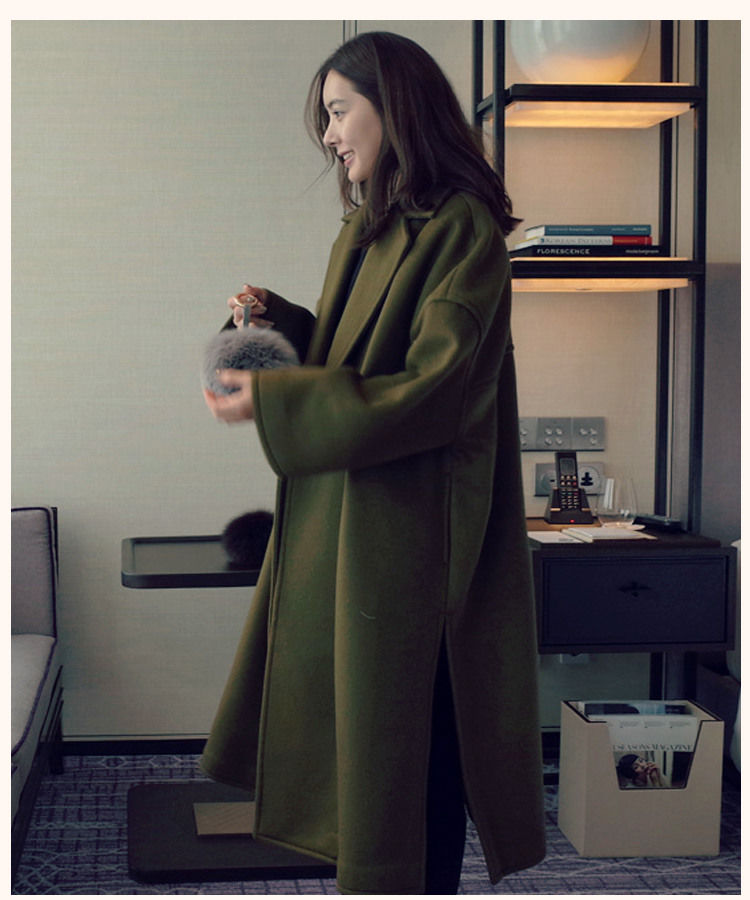 Damenbekleidung Neuer Wollmantel für Herbst und Winter, verdickter großer Wollmantel im koreanischen Stil, lockerer Wollmantel für Damen in mittlerer Länge_voghion.com