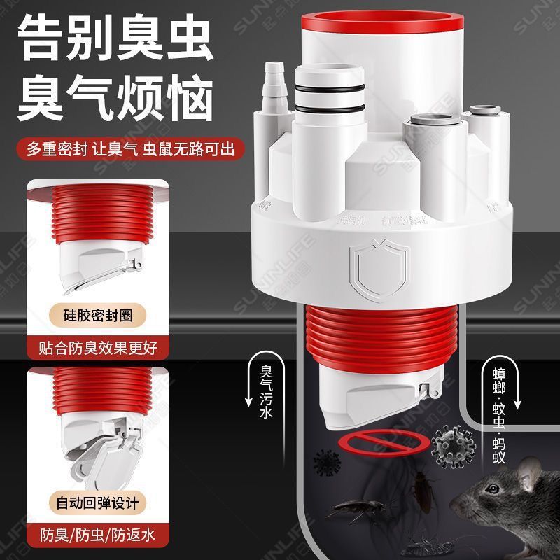 厨房下水五通合一水槽集成排水分流器菜盆下水道多功能排水管接口|undefined