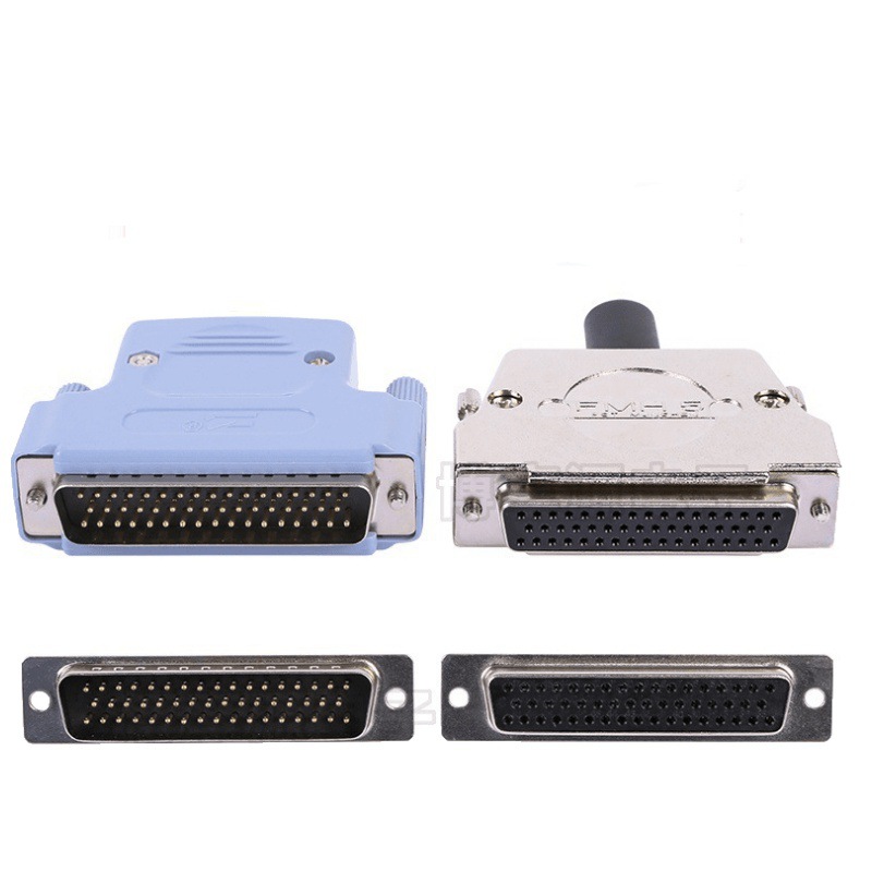 工业级 DB50针插头 三排50针母头 公头 镀金头金属外壳 铁壳 焊线