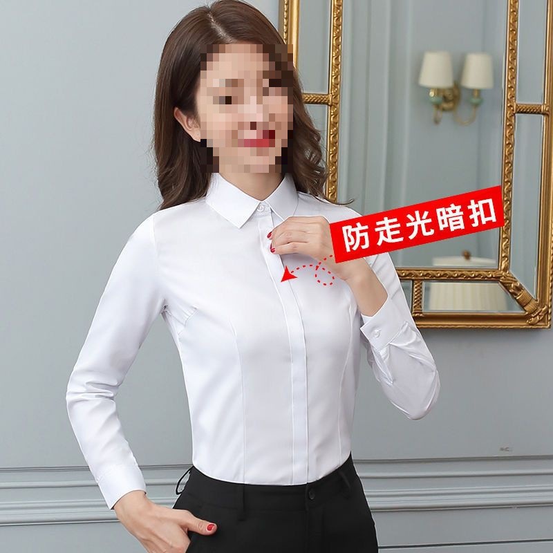 White Shirt Women's Formal Long-Sleeved Spring & Fall New Long-Sleeved Work Clothes Blue Workwear Pink Top Professional Women's White Shirt