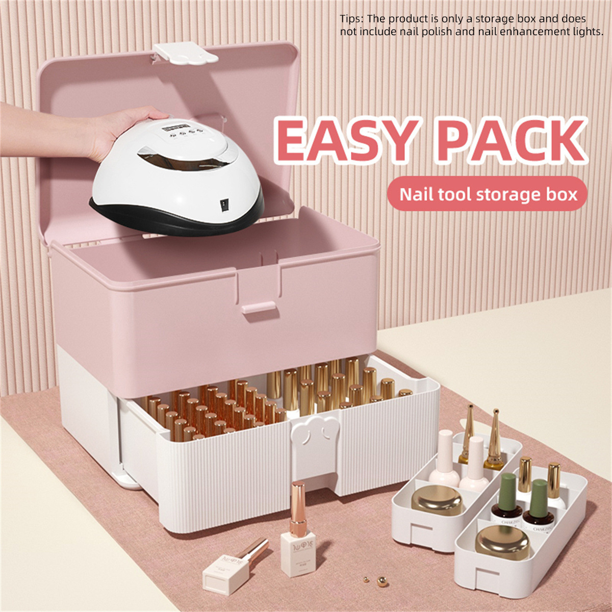 Manicure toolbox nail lamp nail glue toy storage box portable double-layer household store multi-functional