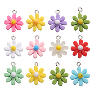 Wholesale Cute Artificial Resin Jewelry Accessories Colorfulful Small Flower Pendant DIY Necklace A800897