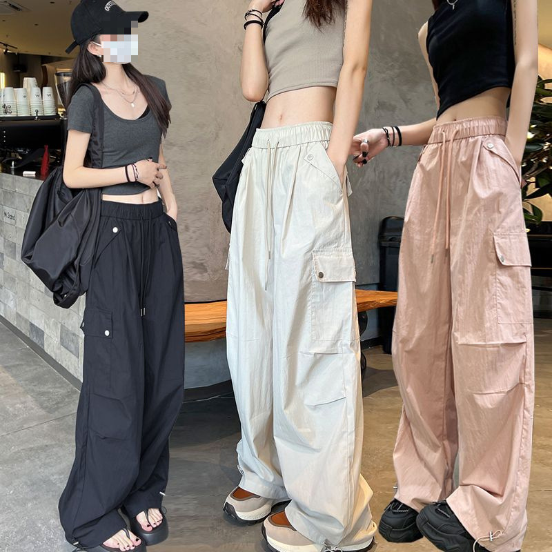 美式复古速干工装裤女夏季冰丝束脚裤多口袋冲锋登山裤阔腿运动裤|undefined