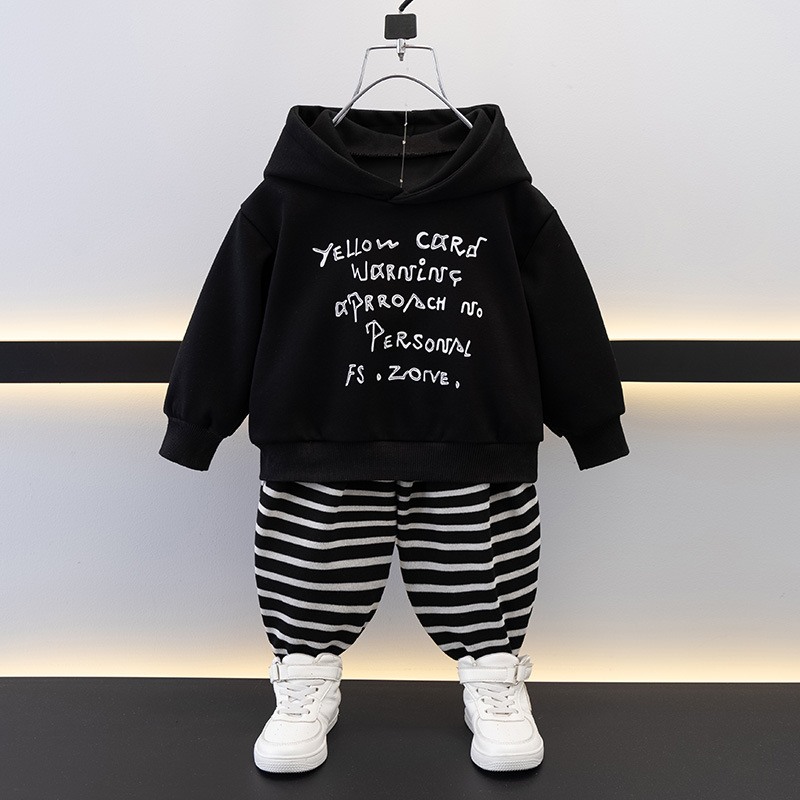 7724 Traje de primavera y otoño para niños 2025 nuevo traje para niños hermoso bebé con capucha de moda versión coreana de dos piezas de moda