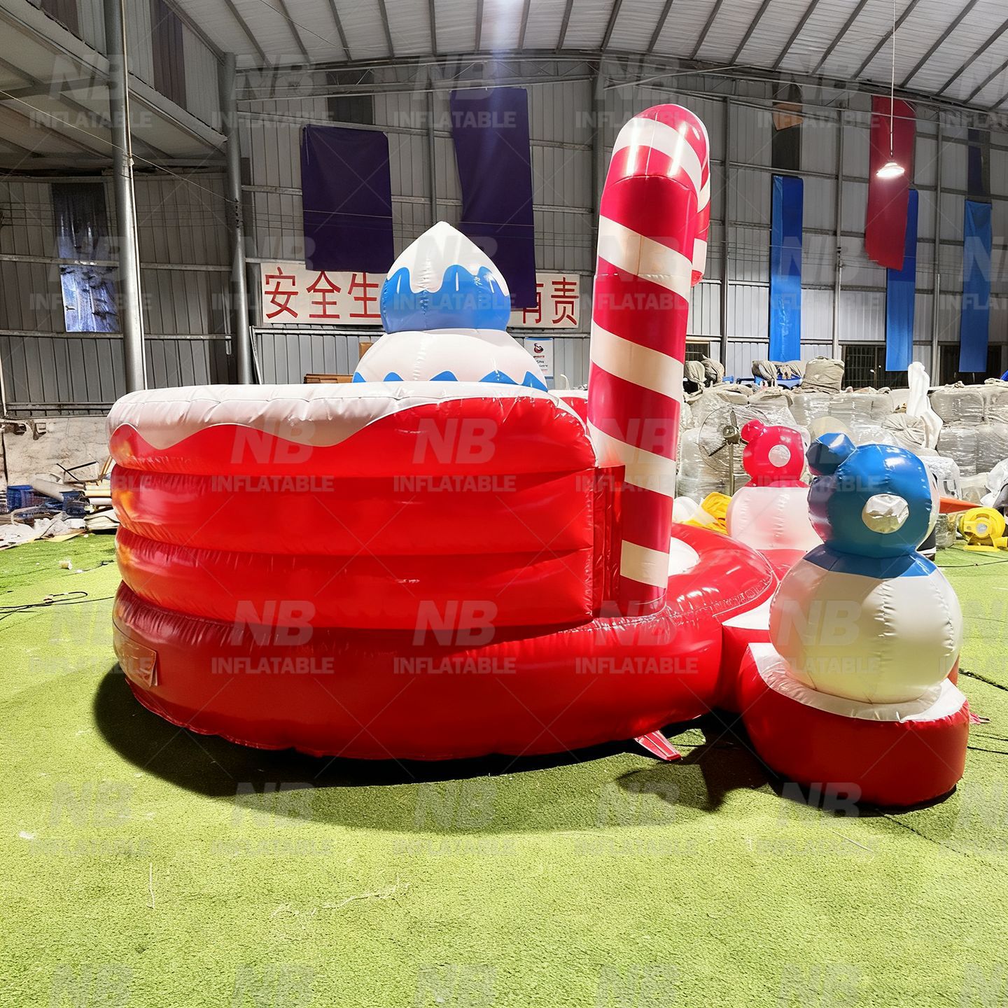Castillo inflable al aire libre gran cabina deslizante niños saltando cama muñeco de nieve Navidad saltando cama cola deslizante parque de atracciones
