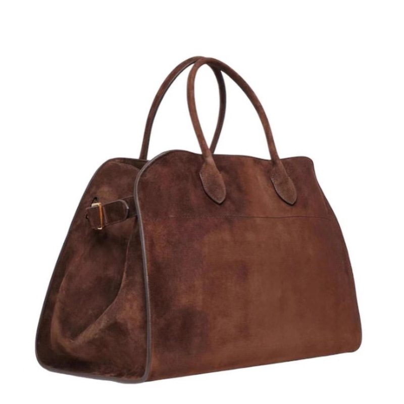 The*Row Margaux15 Suede Tote Bag Cowhide Commuter Handbag Women's Bag Texture Genuine Leather Travel Bag